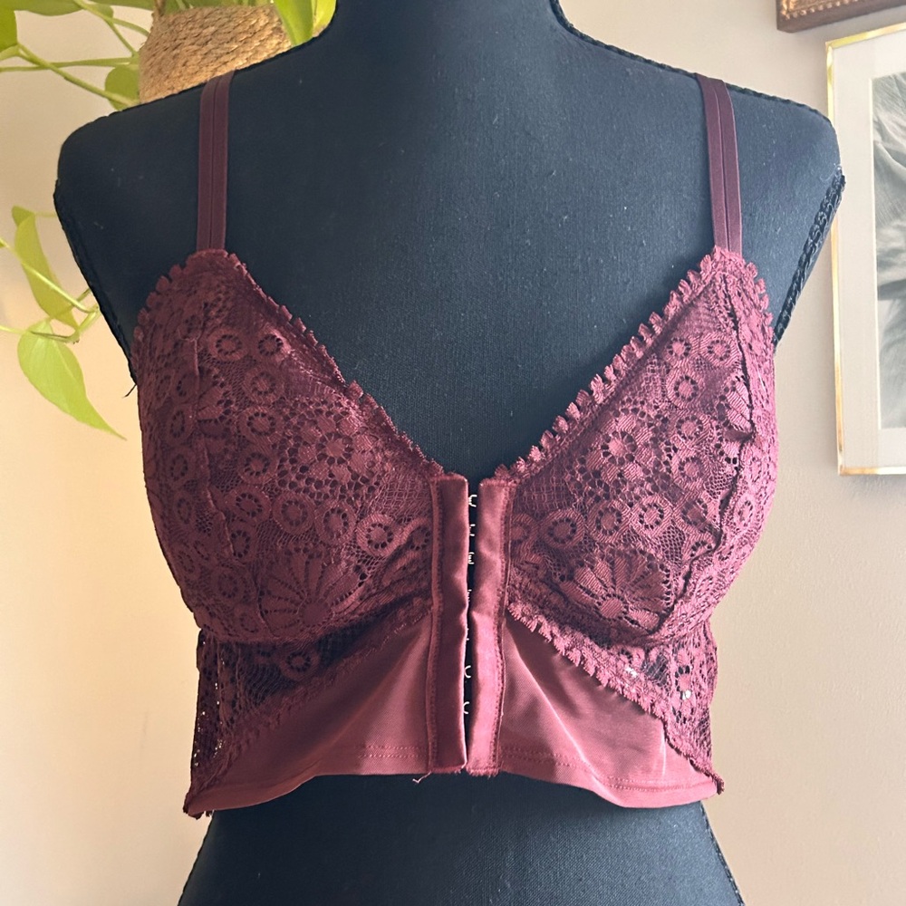 Aerie Lace Bralette in Deep Burgundy